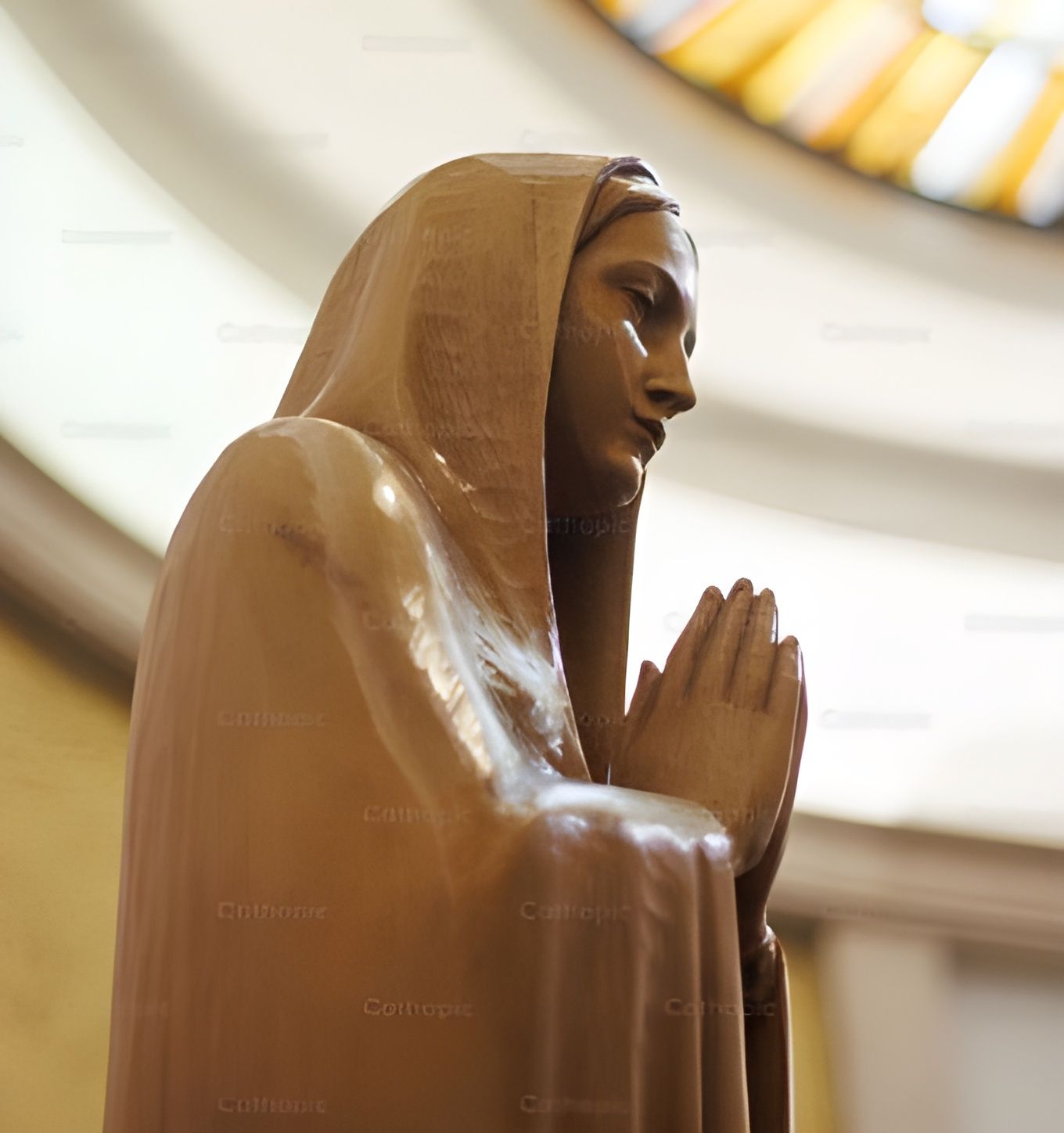 Carved Virgin Mary inside a Church