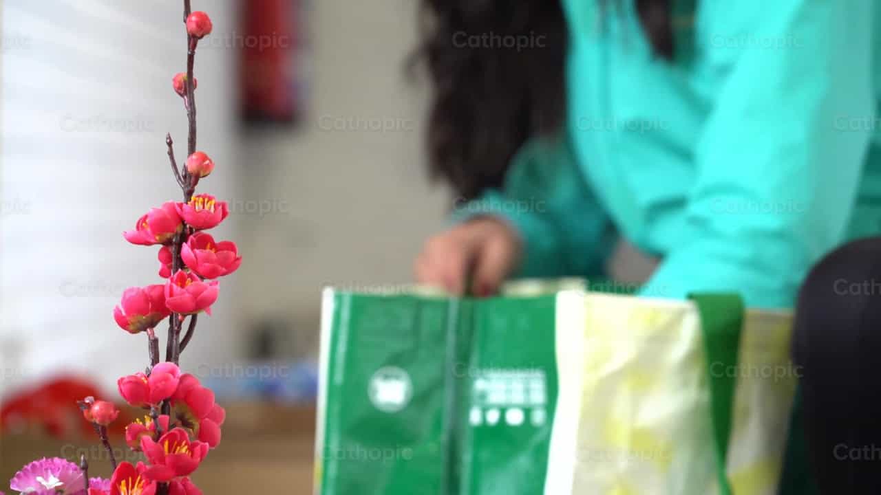 Colocar comida numa caixa - Vídeos católicos de stock - Foto de Cathopic