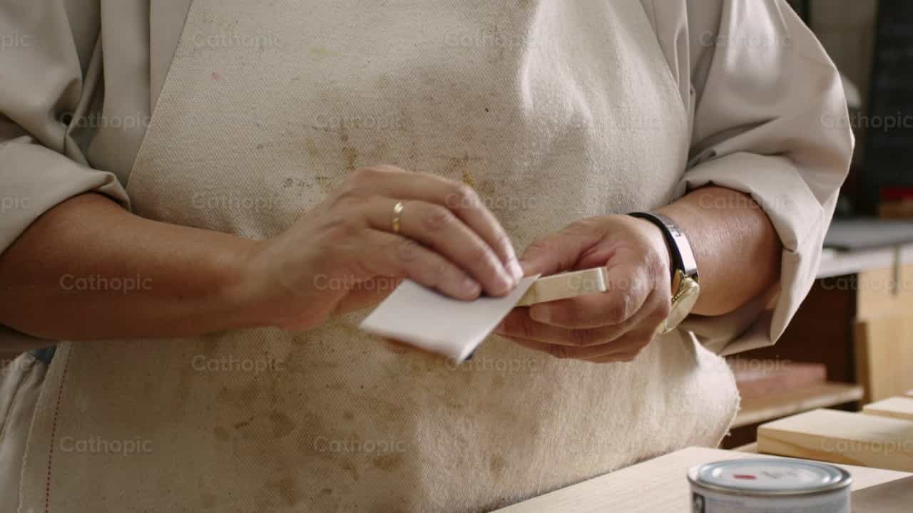 Augustiner-Chorfrau arbeitet in der Werkstatt - Katholische Stock-Videos - Foto von Almures Studio