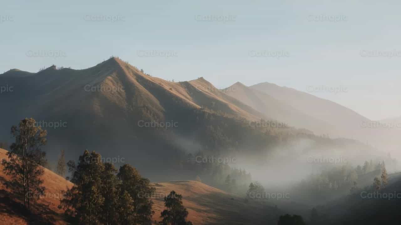 Landschap met bergen en bomen - Katholieke stockvideo's