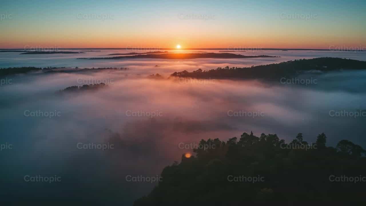 하느님의 새벽: 안개 위의 빛 - 가톨릭 스톡 영상 - 사진 제공 Diócesis de Córdoba
