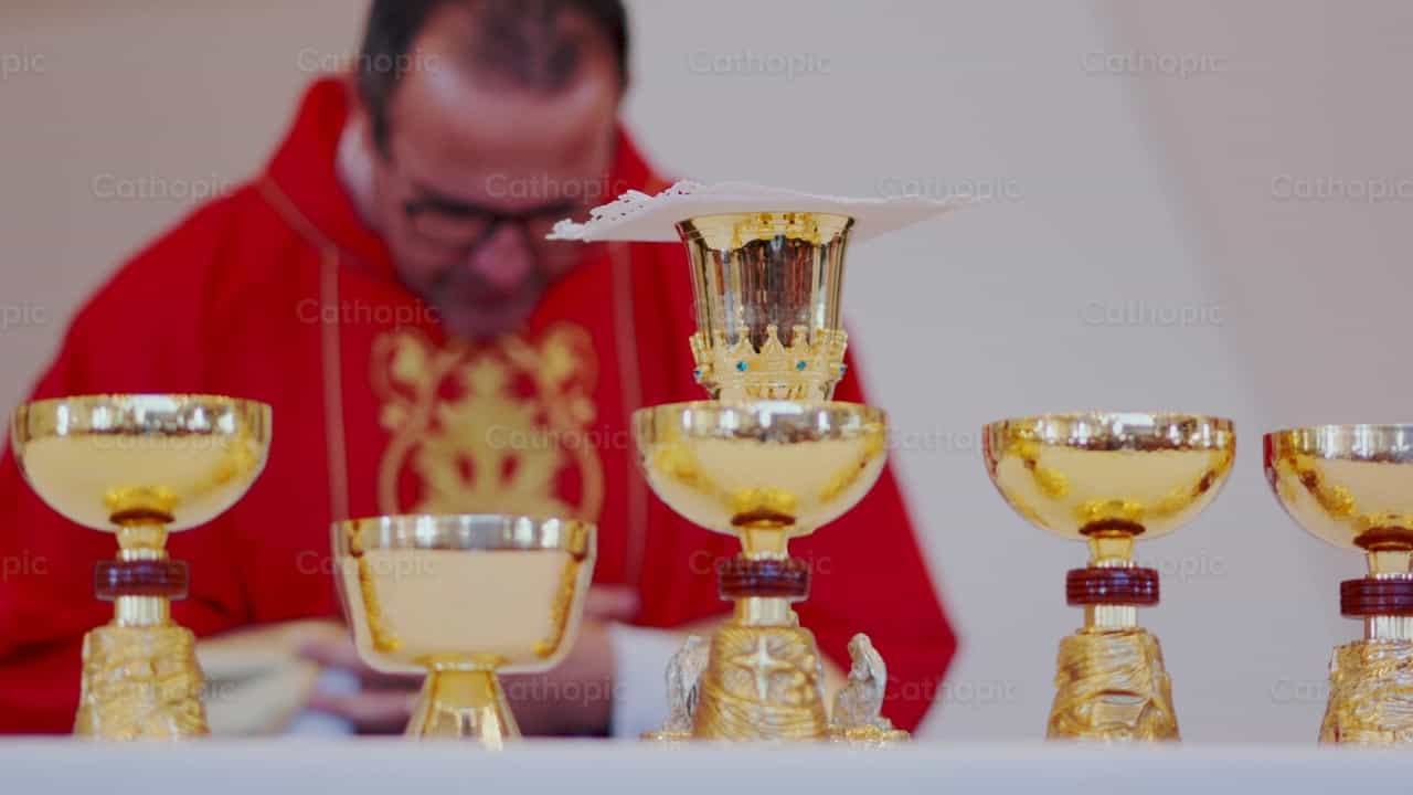 Cálice e cibórios na Eucaristia - Vídeos católicos de stock - Foto de Thiago Damião P. Silva