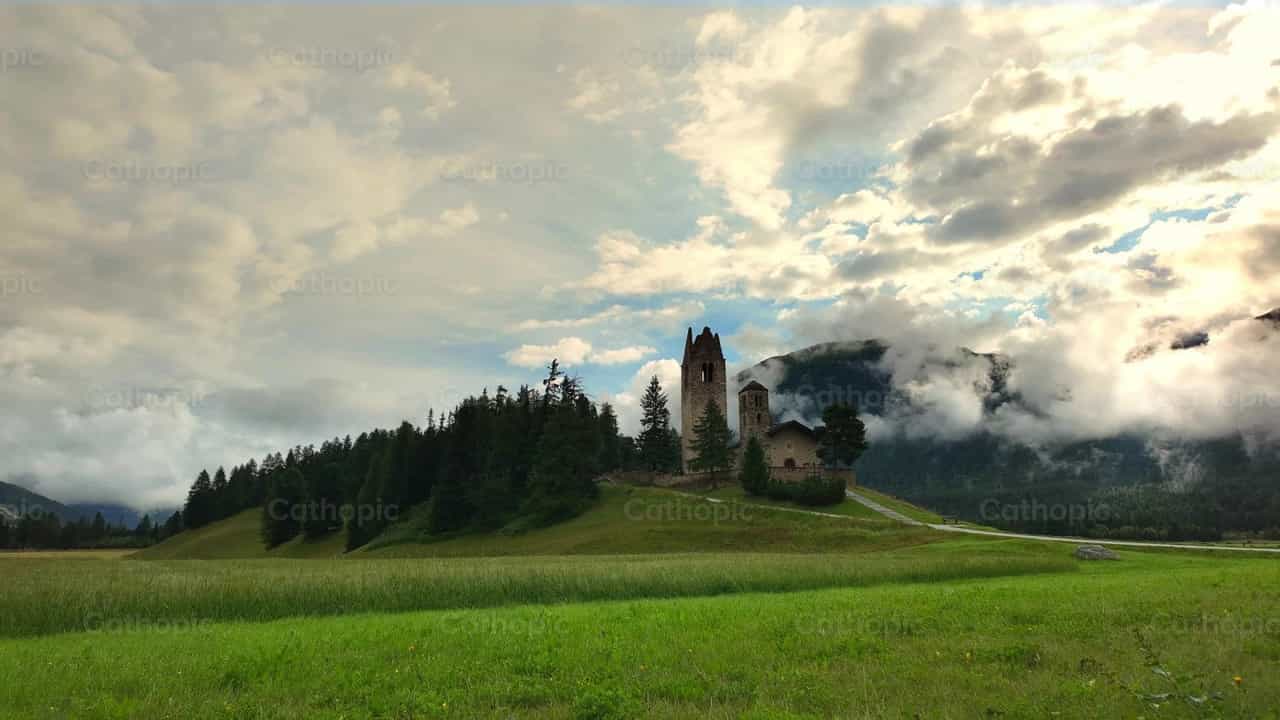 Church in the mountains with moving clouds - Catholic stock videos - Photo by Michelangelo Oprandi