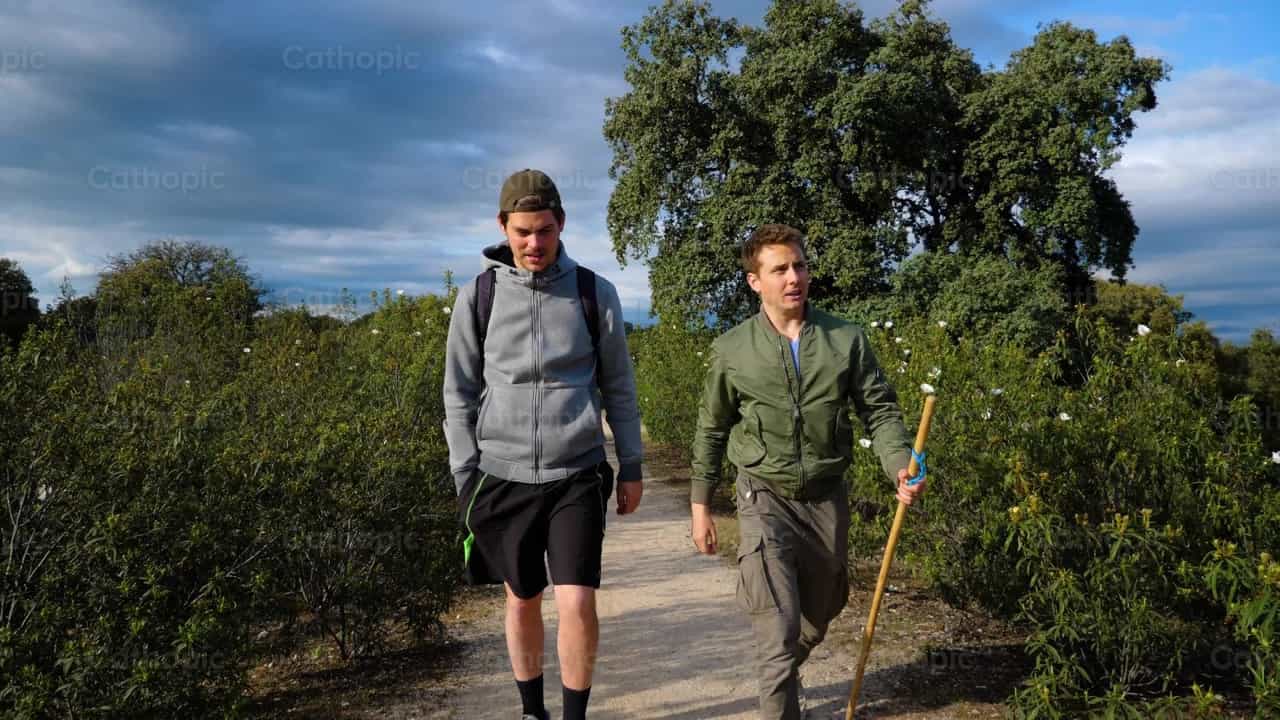 Men on a Walk - Catholic stock videos