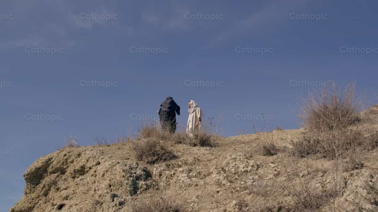 Jesús rechaza al diablo en el desierto - Banco de vídeos católicos