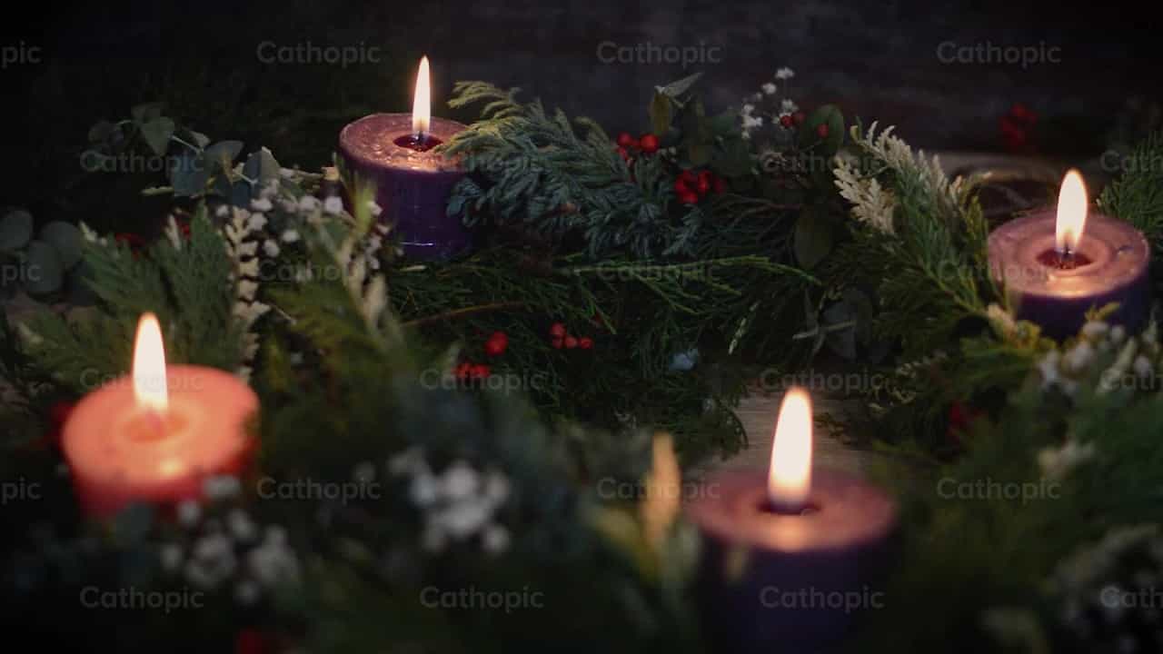 Adventskranskaarsen - Katholieke stockvideo's