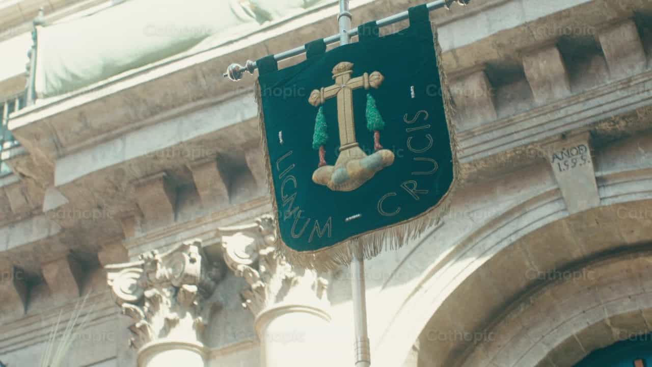 Estandarte de la Procesión del Domingo de Ramos - Banco de vídeos católicos
