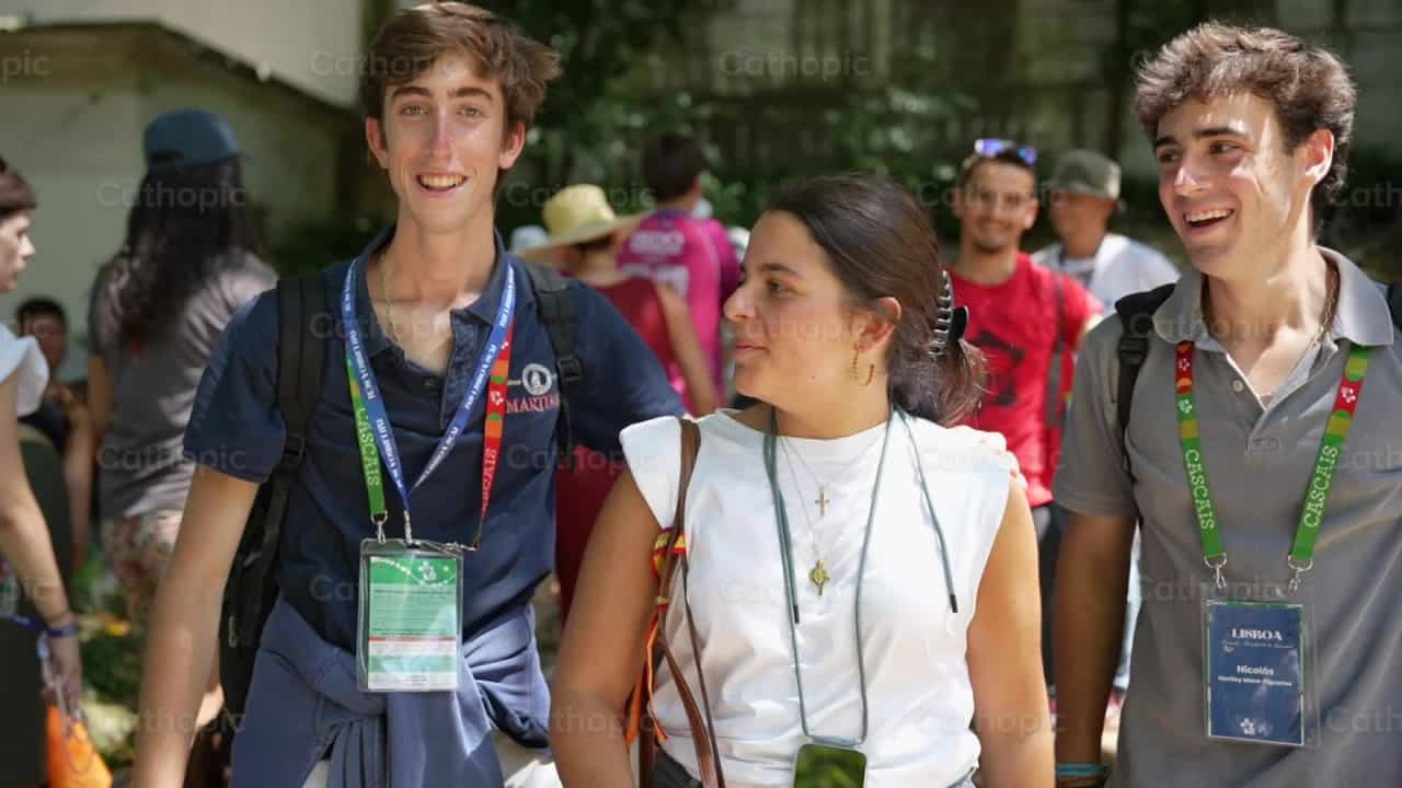 Young people greeting WYD - Catholic stock videos