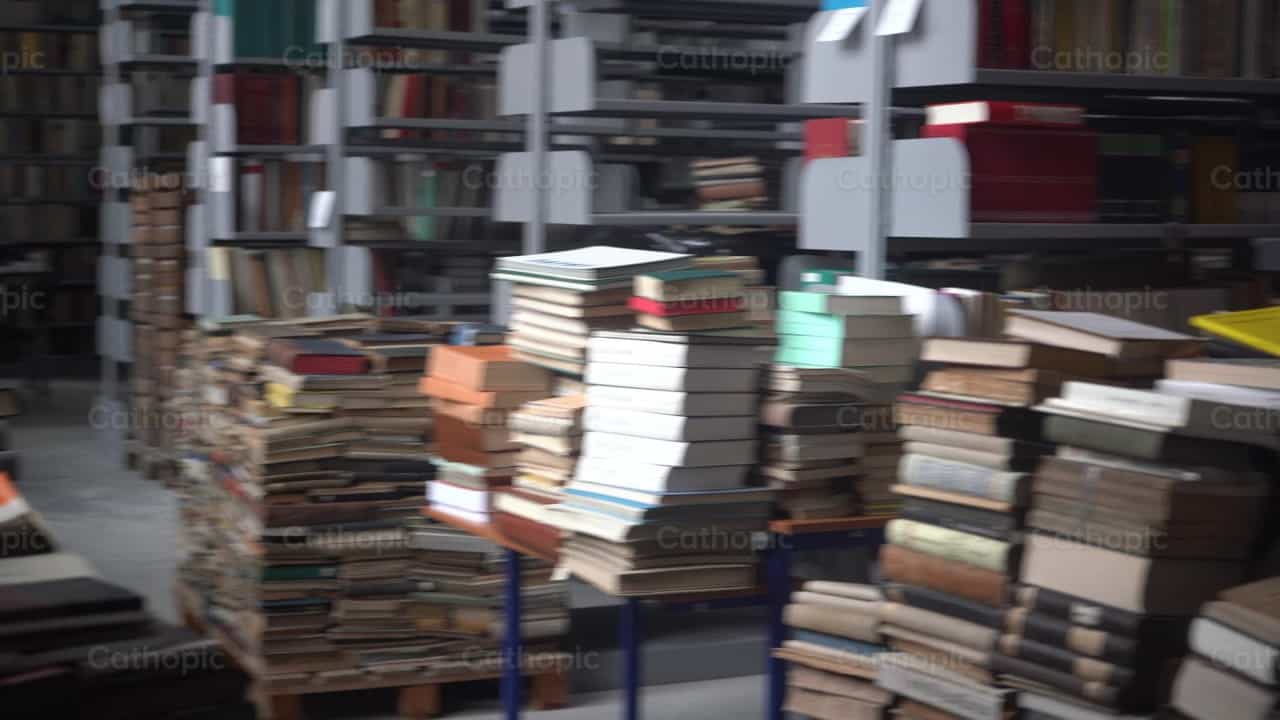 Biblioteka klasztorna - Katolickie filmy stockowe