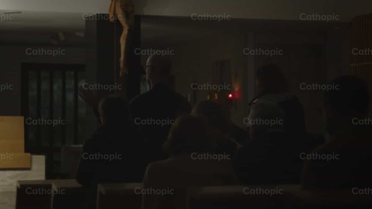 Community adoring the Blessed Sacrament - Catholic stock videos - Photo by Almures Studio