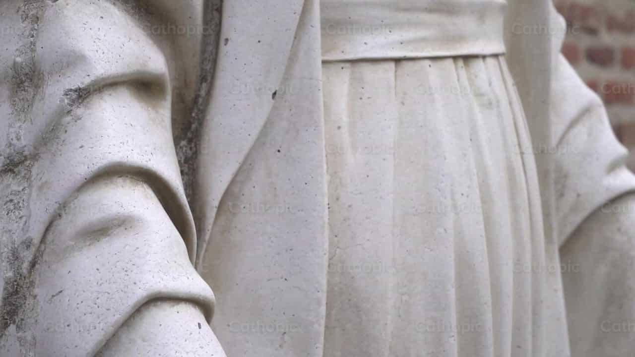 White Statue of Mary, Angle 3 - Catholic stock videos