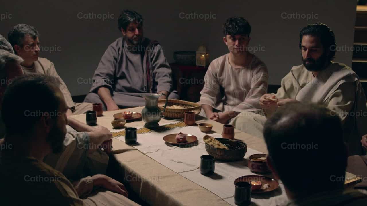 Prendete e mangiate: questo è il mio Corpo, Ultima Cena - Video stock cattolici