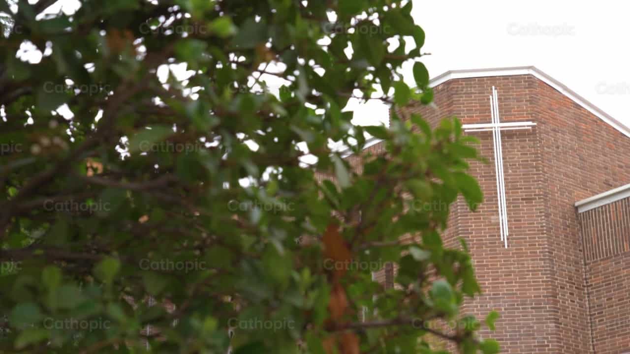 Bakstenen gevel, opname 1 - Katholieke stockvideo's