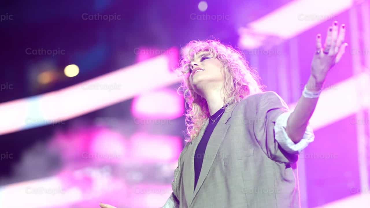 Taya Smith in concert - Catholic stock videos