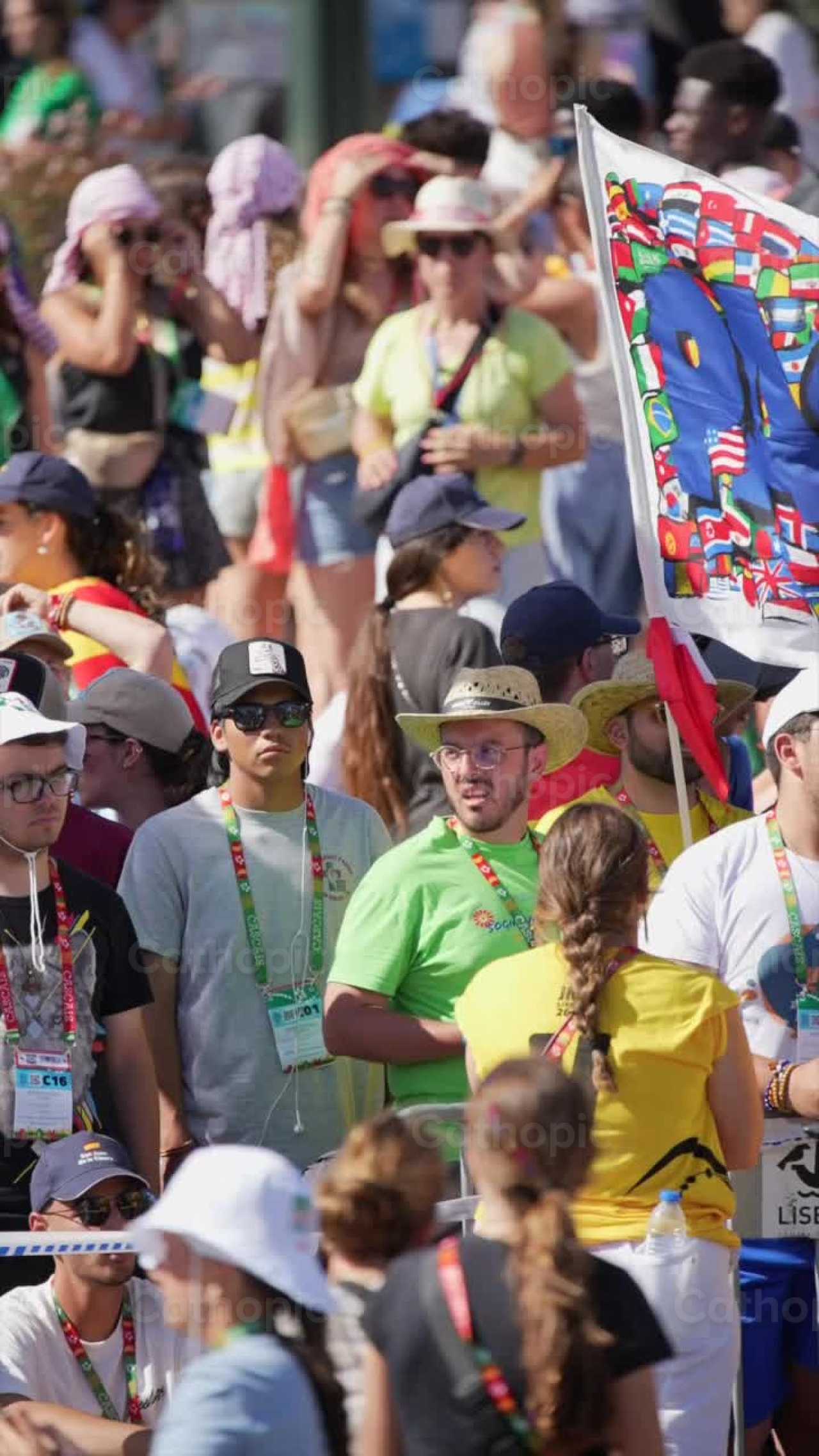 Peace flags for World Youth Day - Catholic stock videos