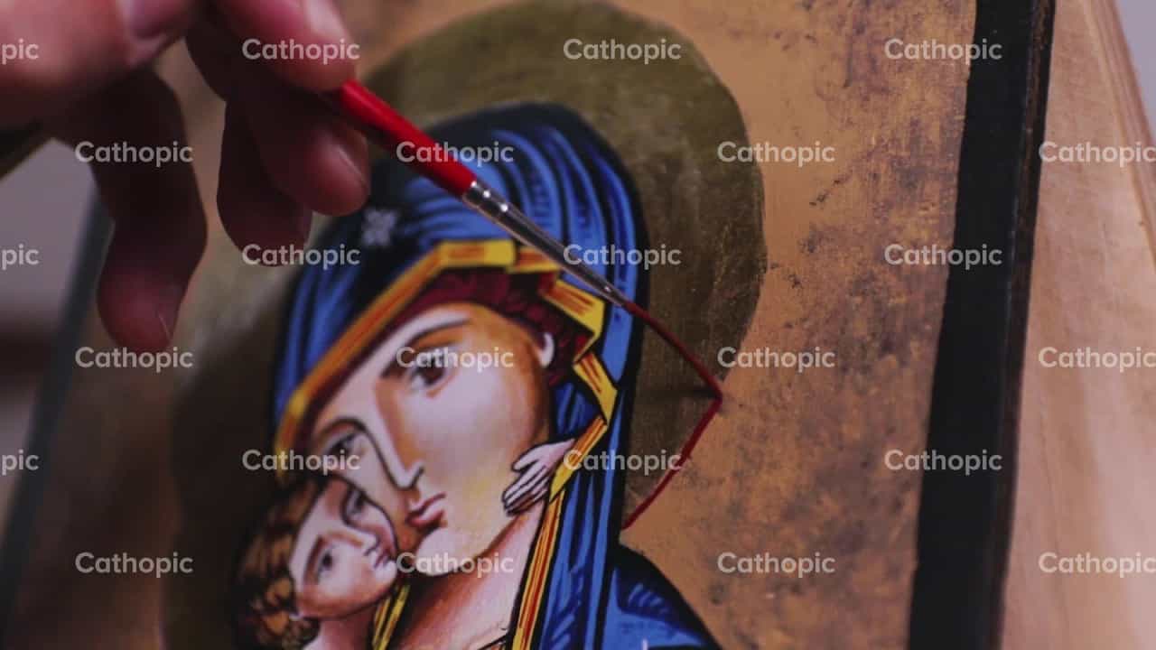 Icon of The Virgin and The Child - Catholic stock videos