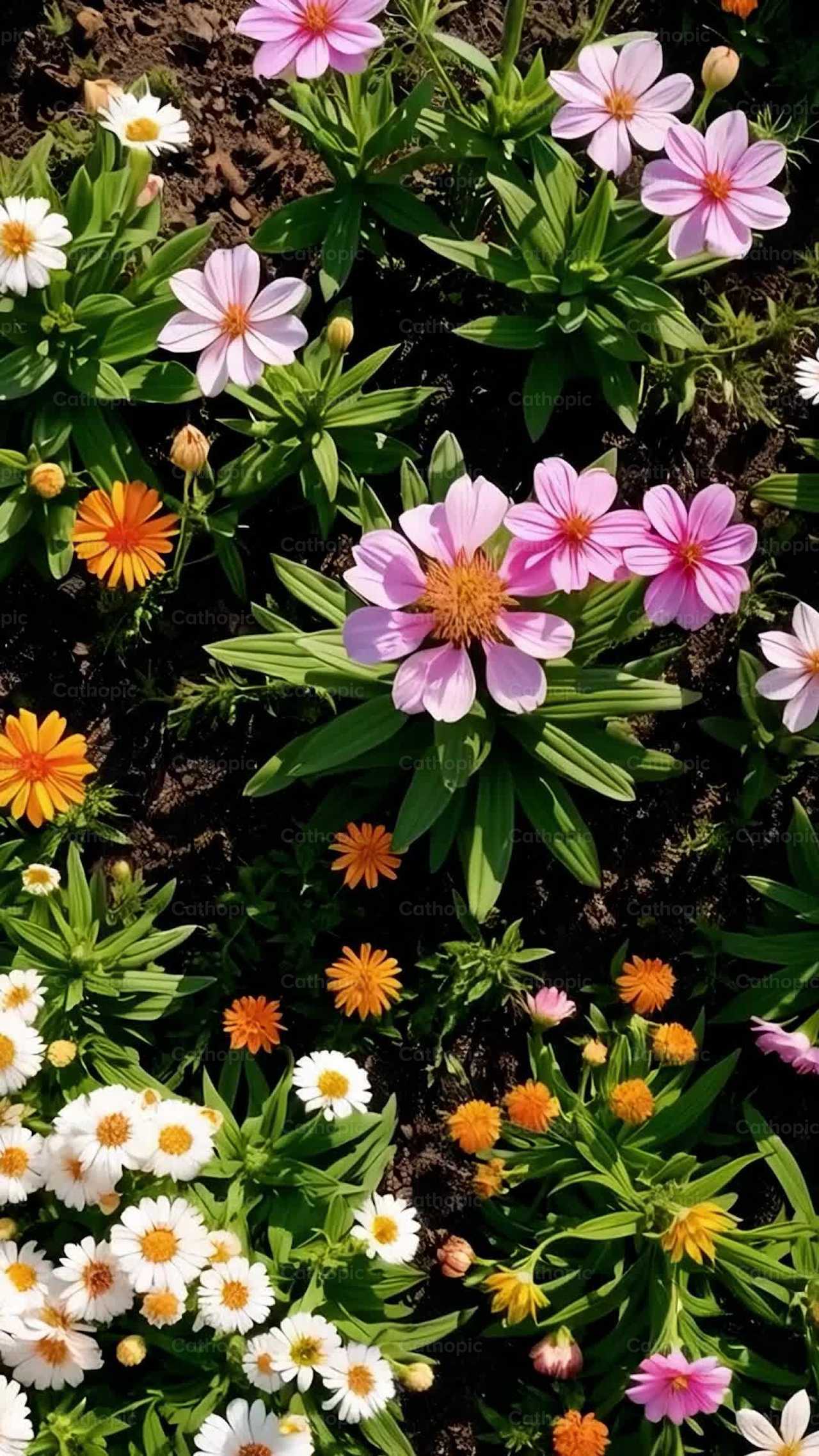 Jardín soleado con flores - Banco de vídeos católicos