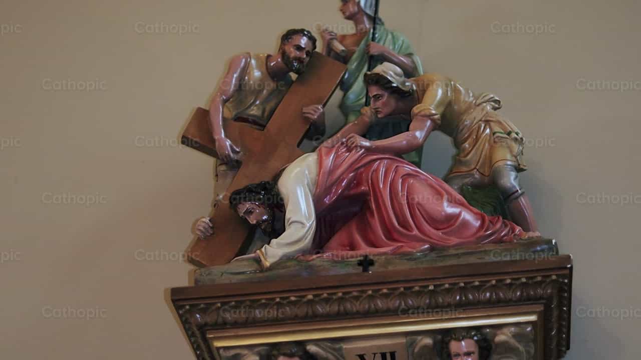 Seventh Station: Jesus falls the second time - Catholic stock videos