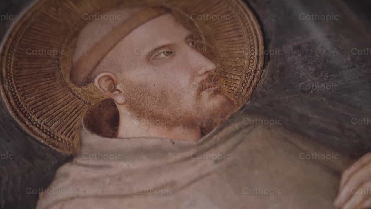 Painting of Saint Francis of Assisi - Catholic stock videos