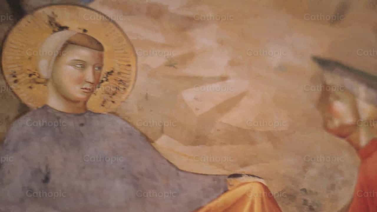 Pintura de una escena de un santo - Banco de vídeos católicos