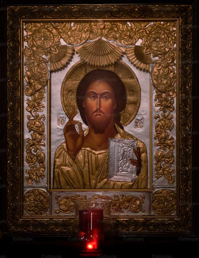 Byzantine Icon of Jesus - Catholic stock images