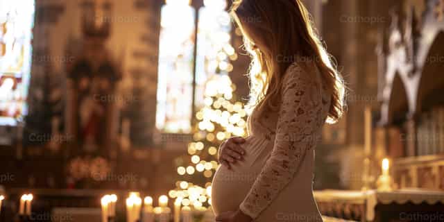 Femme enceinte - Images catholiques de stock