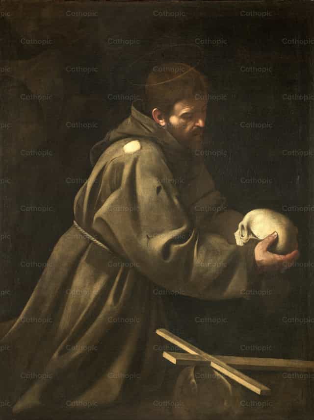 São Francisco em Meditação - Imagens católicas de stock