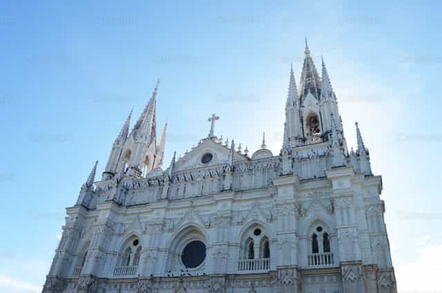 Facade of Santa Ana Cathedral in El Salvador - Catholic stock images
