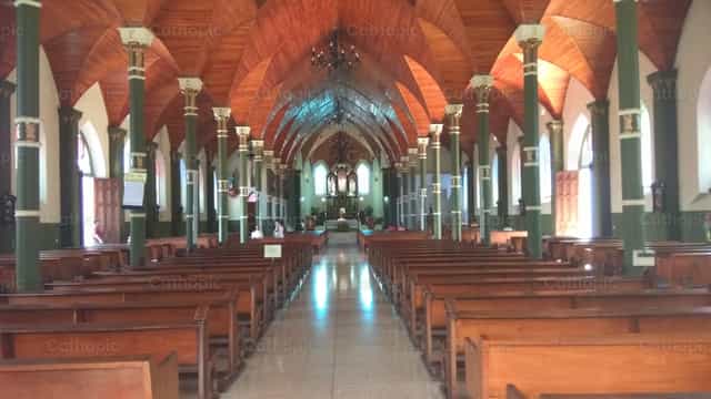 Pews in the church - Catholic stock images
