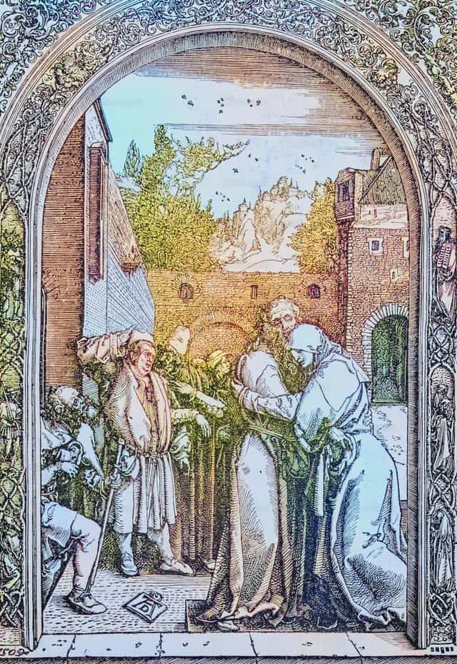 Joaquim e Ana na Porta Dourada - Imagens católicas de stock