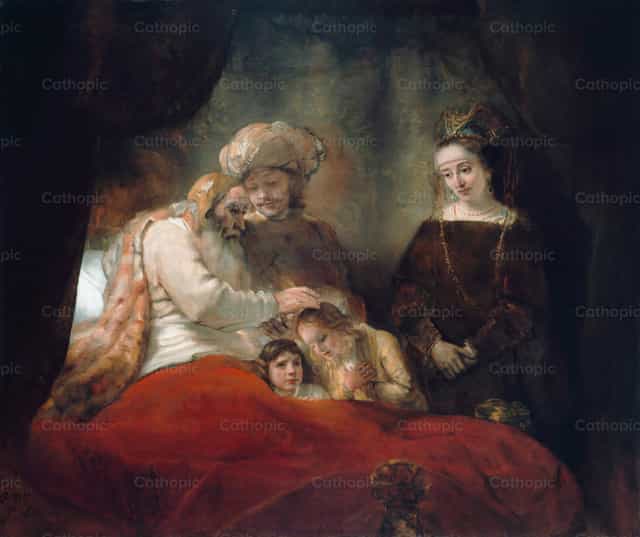 Giacobbe benedice i figli di Giuseppe - Immagini stock cattoliche