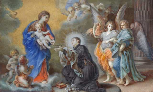 성 루이 곤자가에게 나타나시는 성모와 아기 예수 - 가톨릭 스톡 이미지 - 사진 제공 Restored Christian Art