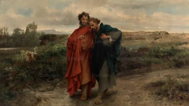De weg naar Emmaüs - Katholieke stockfoto's - Foto door Restored Christian Art