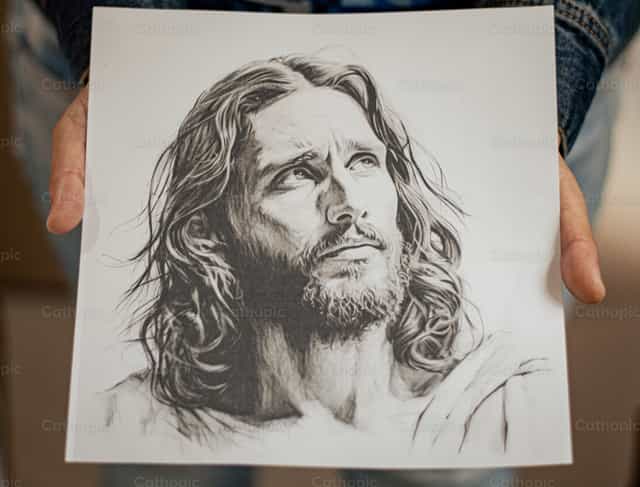 Rosto de Cristo - Ilustração - Imagens católicas de stock - Foto de Carolina BR