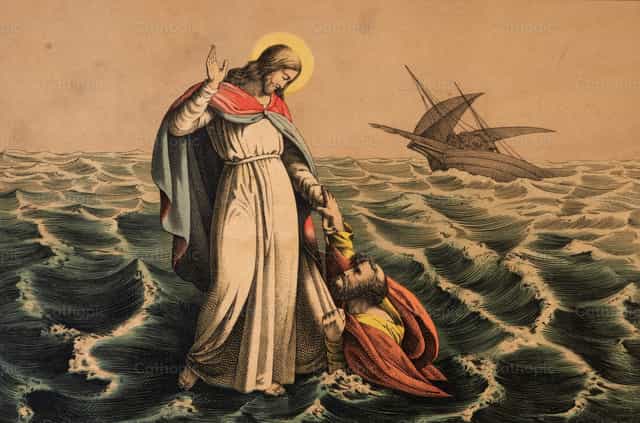 Péter vízen járása - Katolikus stockképek - Fotó: Restored Christian Art