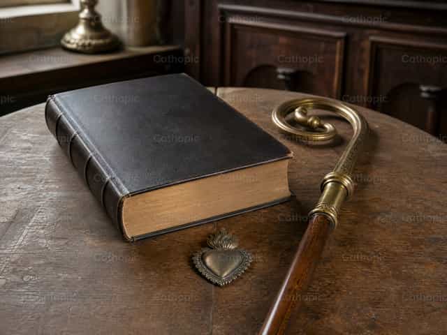 Simboli di sant’Agostino con libro e pastorale - Immagini stock cattoliche - Foto di David Pleše