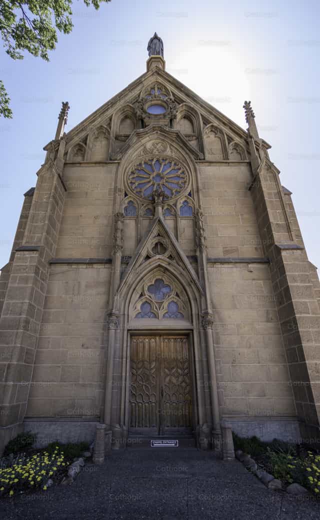 Die Außenseite der Loretto-Kapelle - Katholische Stockfotos