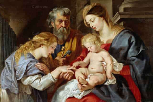 O matrimônio místico de Santa Catarina - Imagens católicas de stock