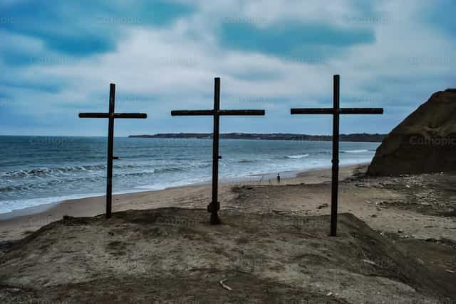 Calvaire, croix, mort - Images catholiques de stock