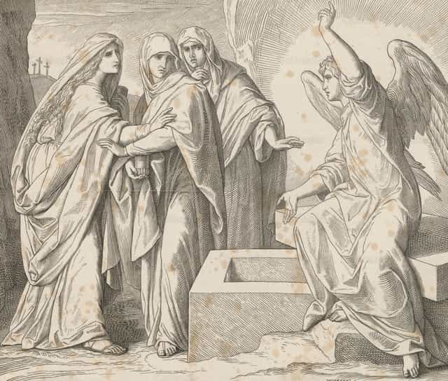 Um anjo anuncia a ressurreição de Cristo - Imagens católicas de stock - Foto de Restored Christian Art