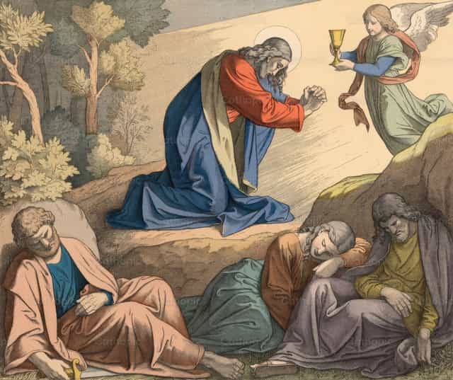 Jézus gyötrelme a Olajfák hegyén - Katolikus stockképek - Fotó: Restored Christian Art