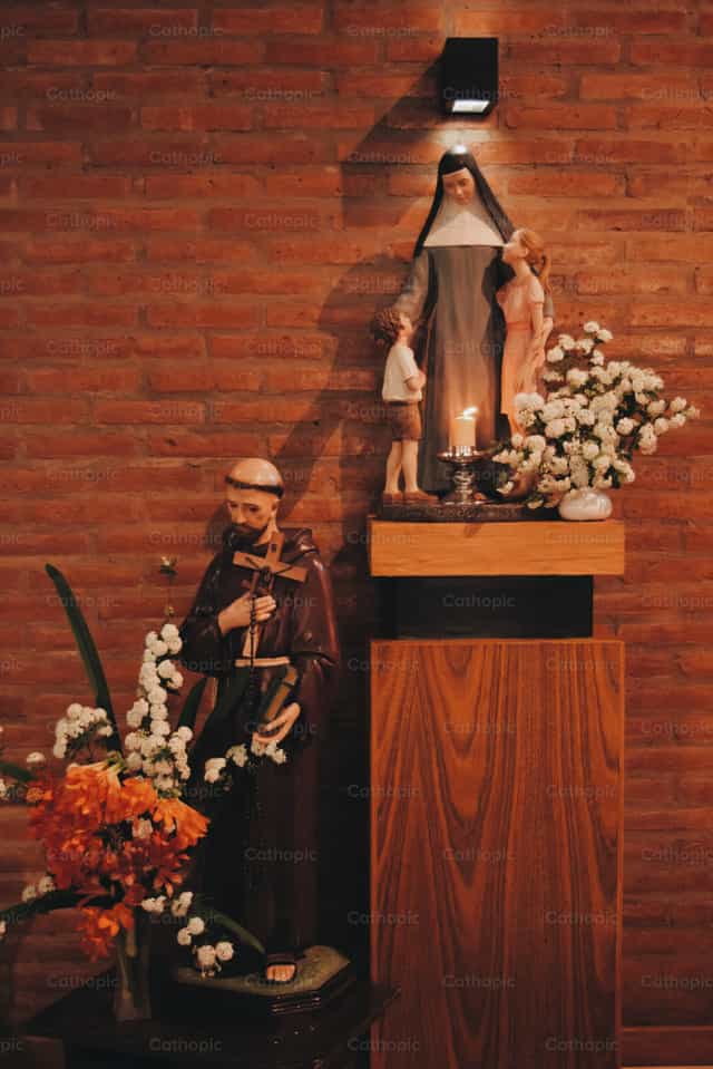 Figurines inside a Church - Catholic stock images
