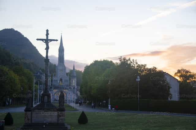 Sunset at the Basilica - Catholic stock images