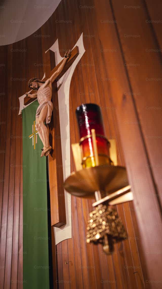 Crucifix on the altar - Catholic stock images