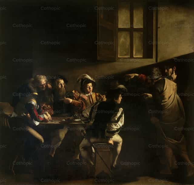 El llamamiento de San Mateo - Banco de imágenes católicas - Fotografía por Restored Christian Art