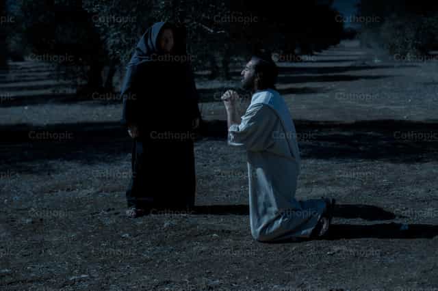 Jesus prays to the Father in Gethsemani - Catholic stock images