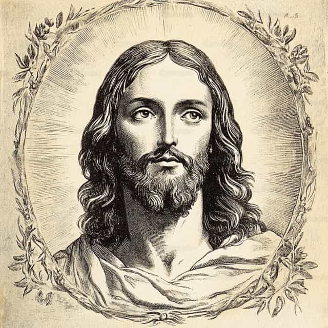 Litografia del volto di Cristo - Immagini stock cattoliche
