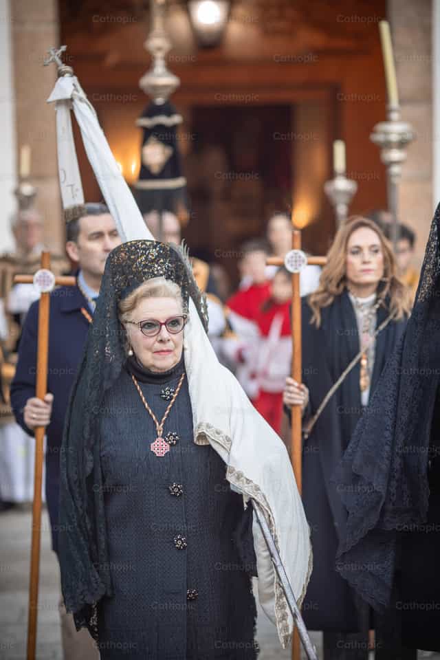 Woman during Holy Week procession in Spain - Catholic stock images