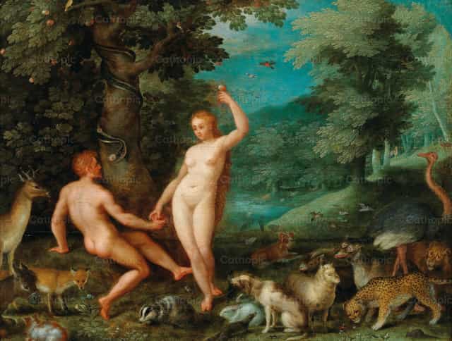 Ádám kísértése a paradicsomban - Katolikus stockképek - Fotó: Restored Christian Art