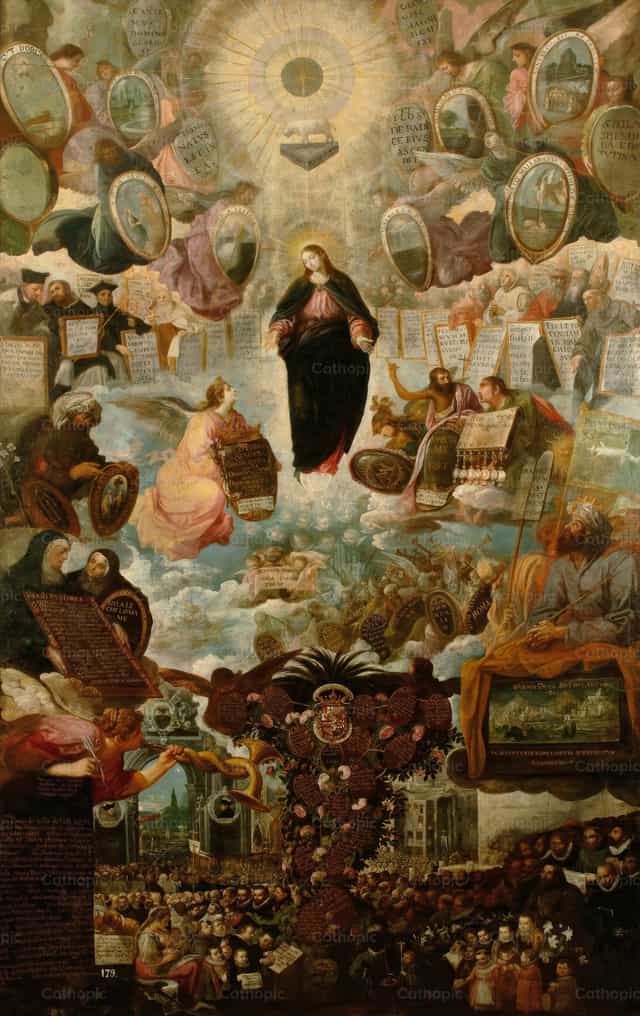원죄 없이 잉태되신 동정녀의 알레고리 - 가톨릭 스톡 이미지 - 사진 제공 Restored Christian Art